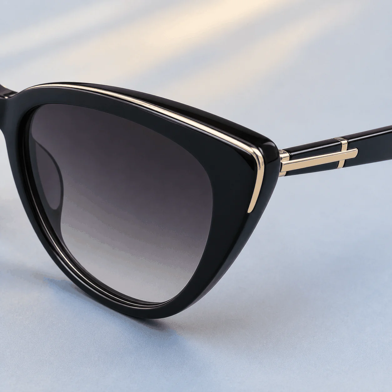 Avenue Cat Eye Sunglasses - Black Gold construction view