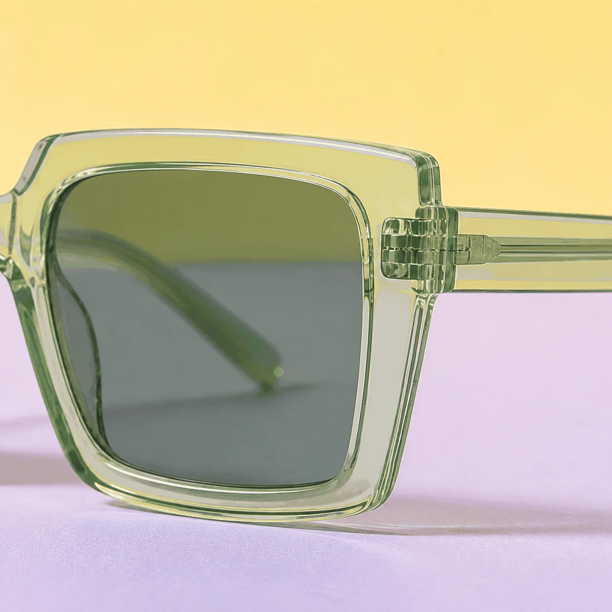 Studio Square Sunglasses - Clear Green construction view