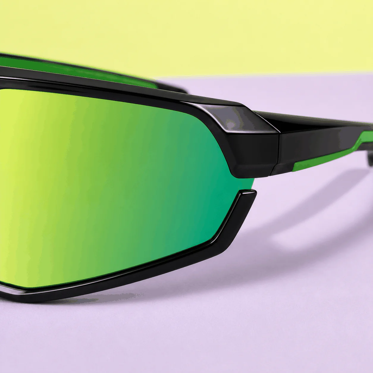 Trackline Shield Sunglasses - Black Green construction view